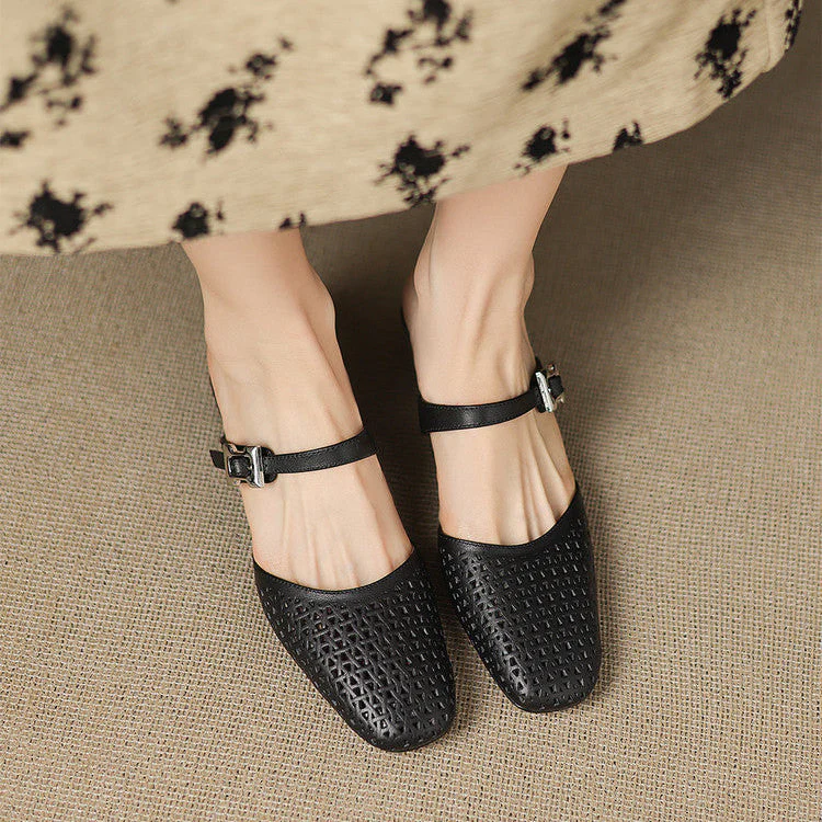 Alabaster Genuine Leather Woven-Vamp Slingback - Image 19