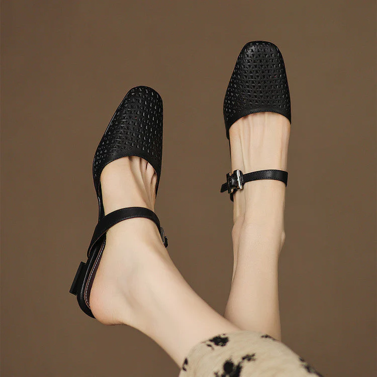 Alabaster Genuine Leather Woven-Vamp Slingback - Image 20