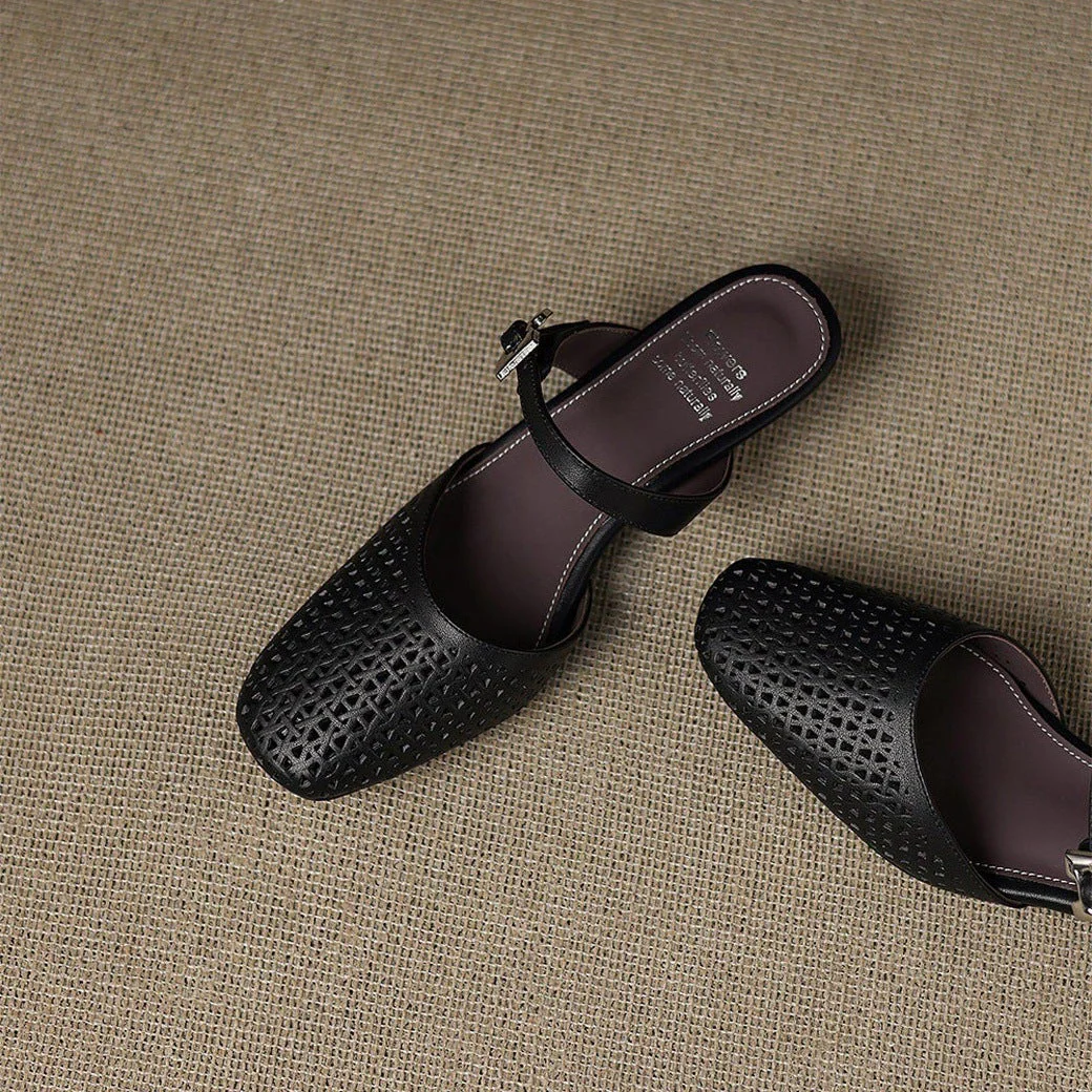 Alabaster Genuine Leather Woven-Vamp Slingback - Image 21