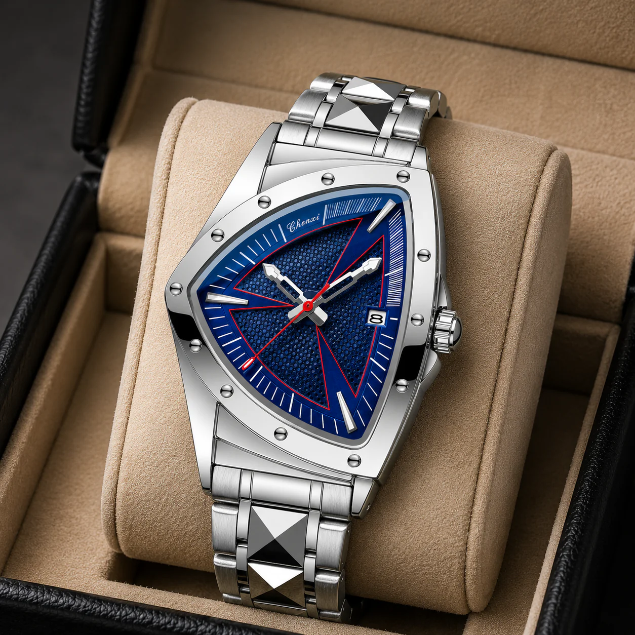 Apex Triangular Cobalt Dial Steel Chronograph - Image 3