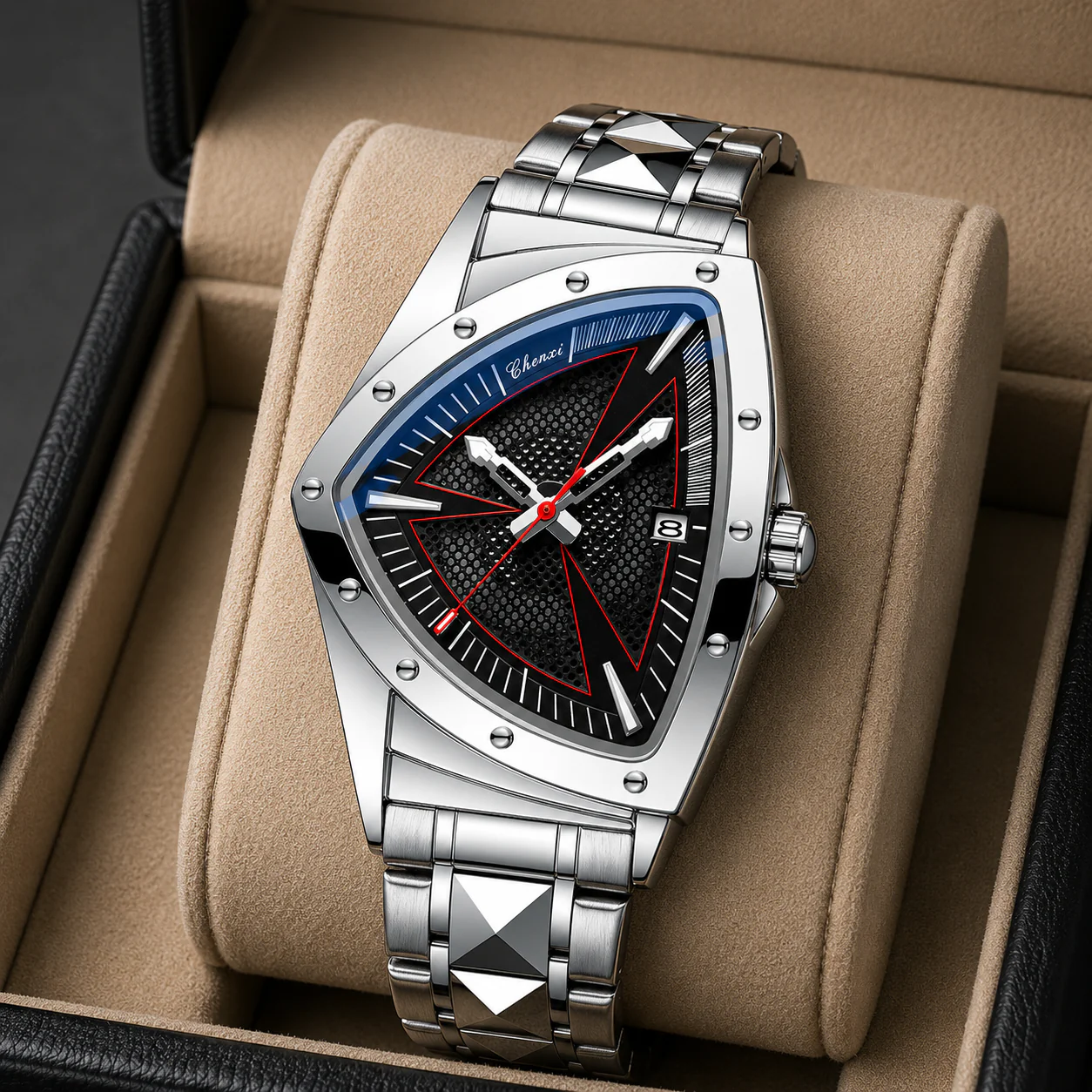 Apex Triangular Cobalt Dial Steel Chronograph - Image 4