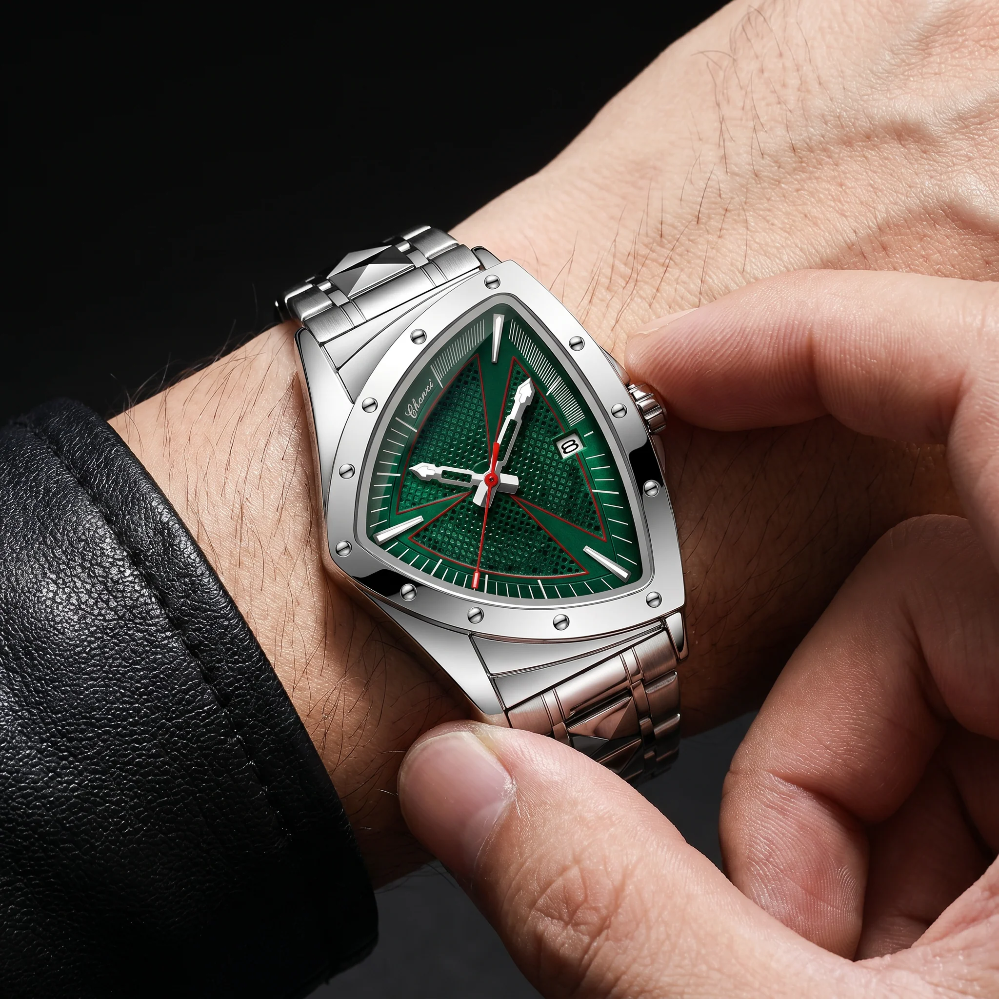 Apex Triangular Cobalt Dial Steel Chronograph - Image 5