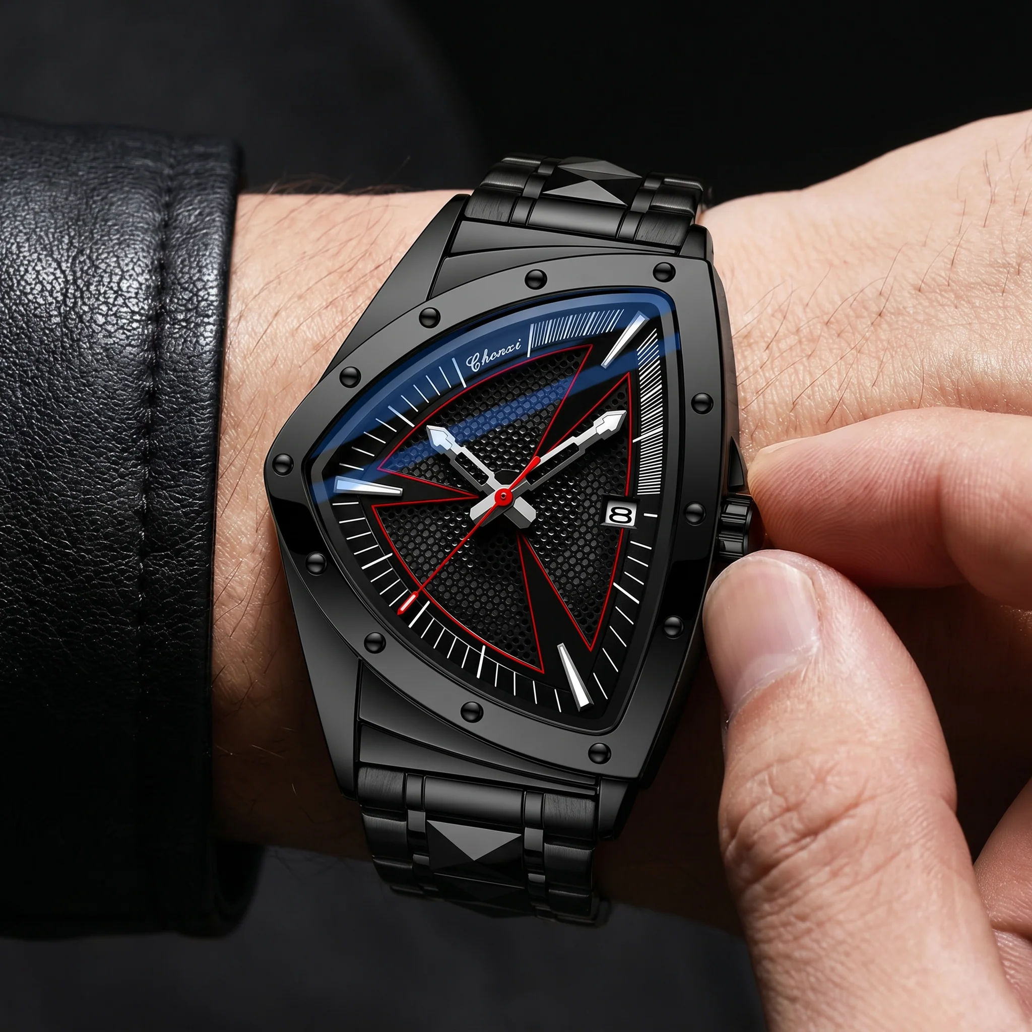 Apex Triangular Cobalt Dial Steel Chronograph - Image 6