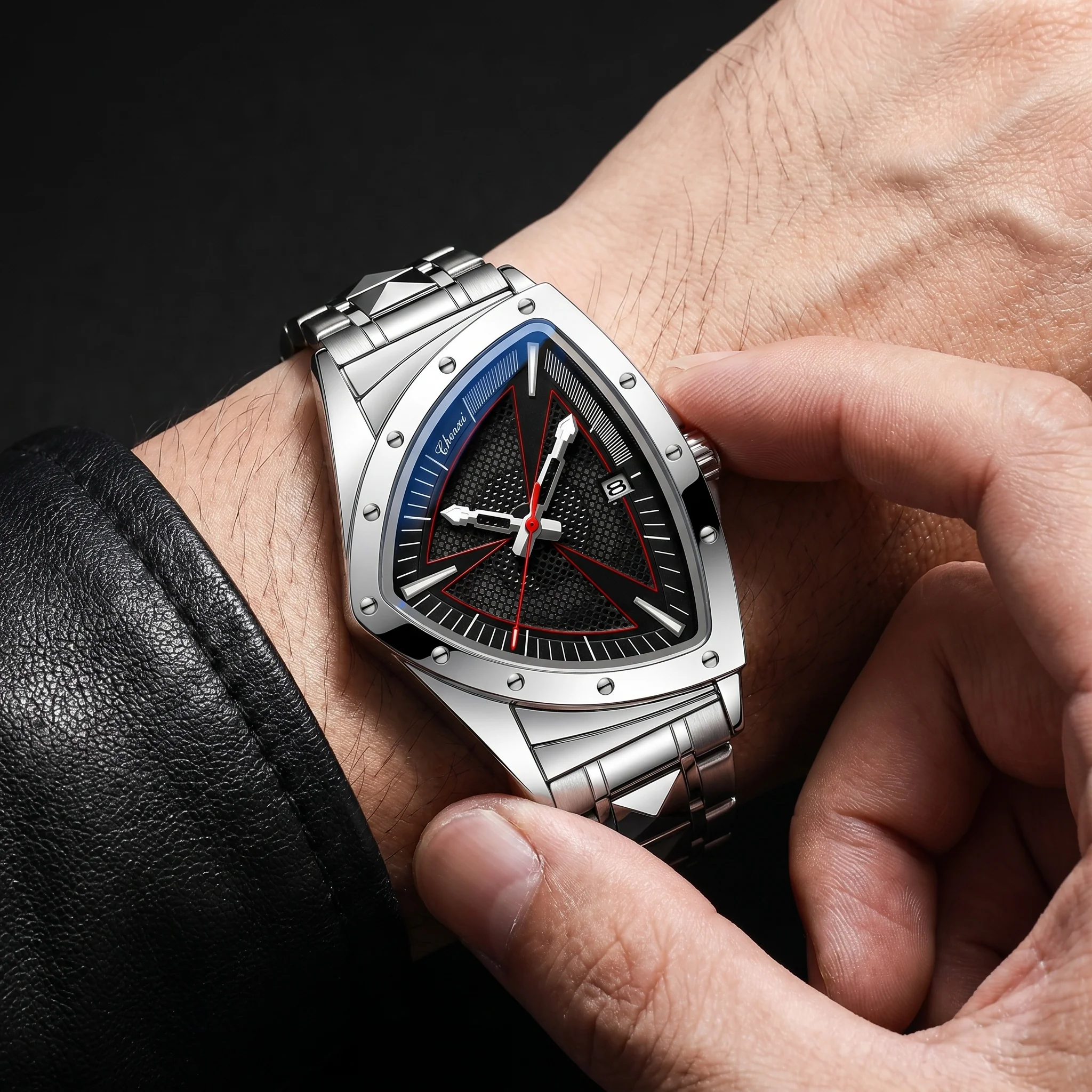 Apex Triangular Cobalt Dial Steel Chronograph - Image 8