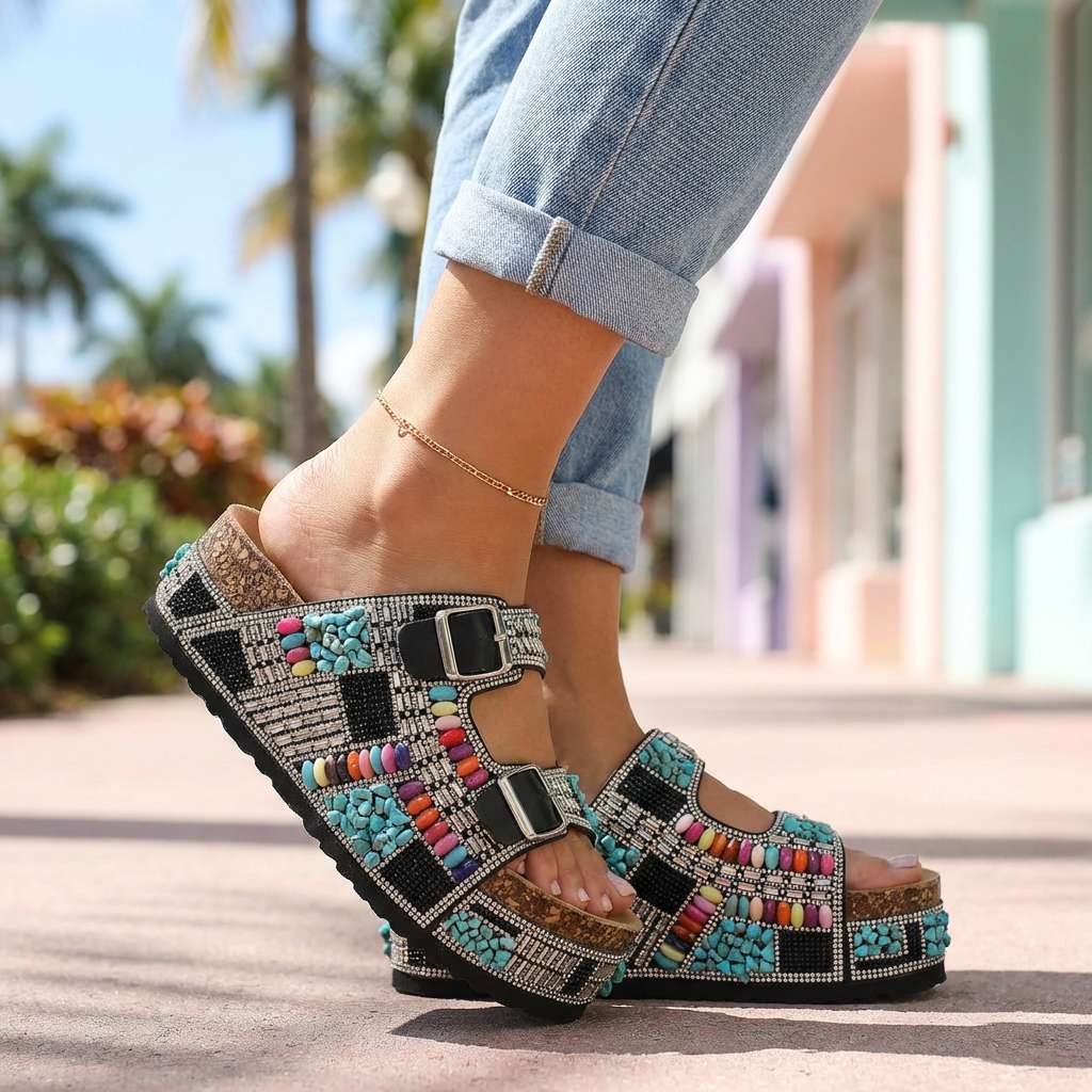 Camilla Beaded Mosaic Sandal - Image 8