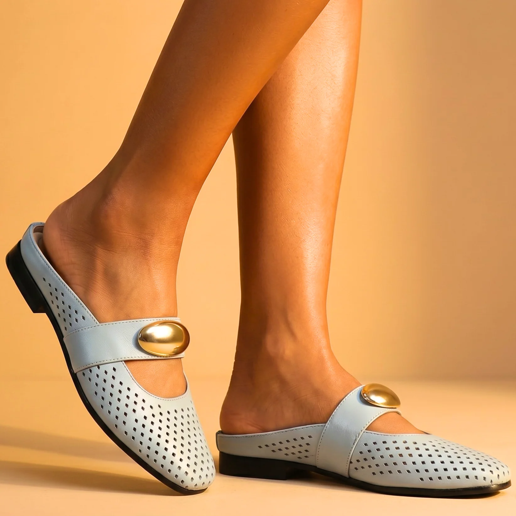 Céleste Toffee Perforated Mary Mule