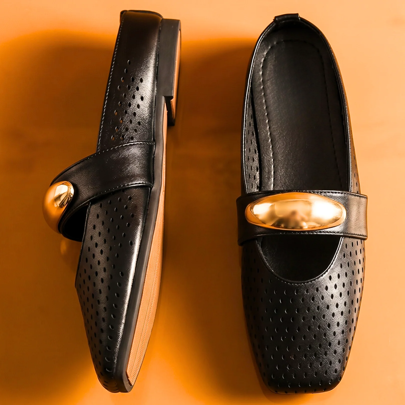 Céleste Toffee Perforated Mary Mule - Image 12