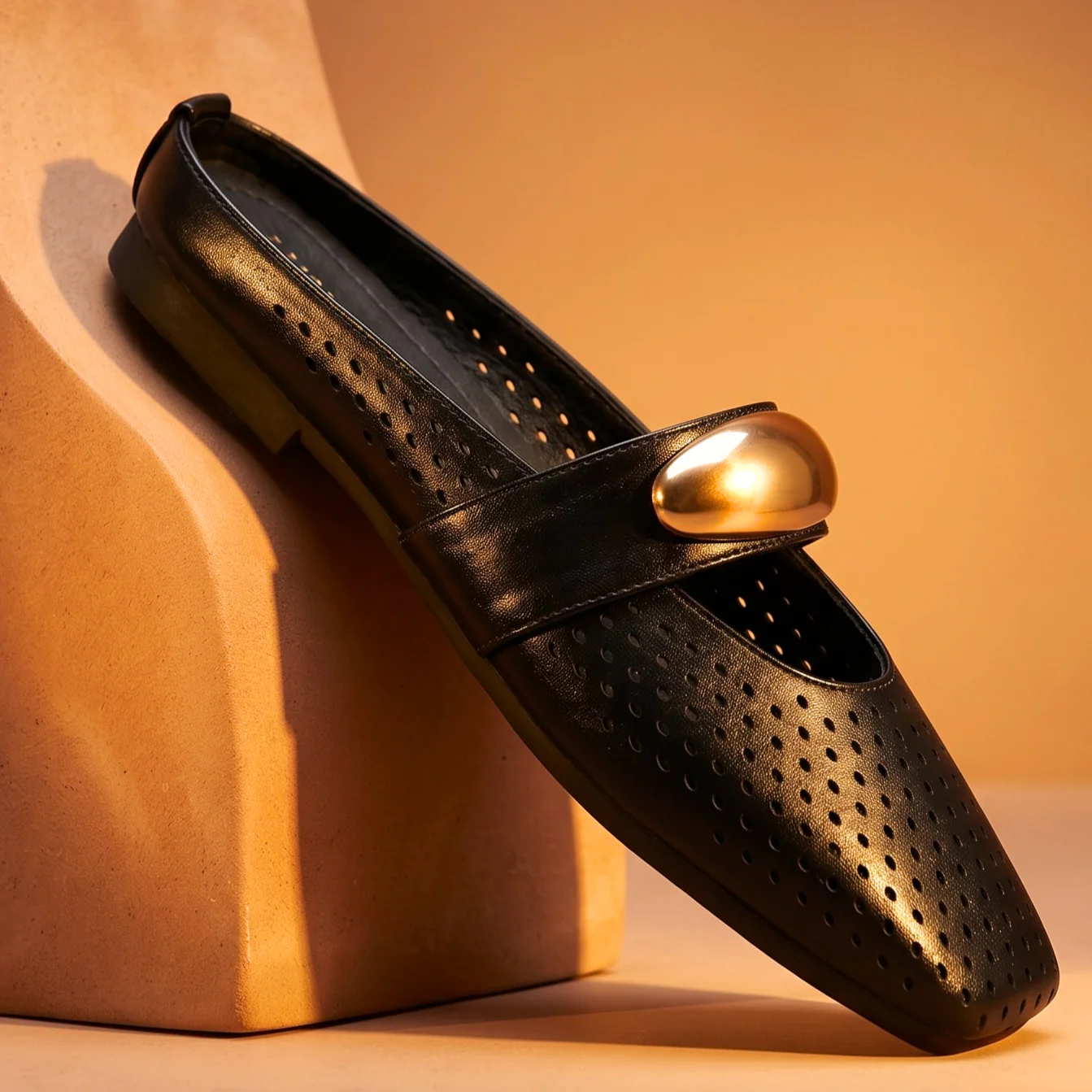 Céleste Toffee Perforated Mary Mule - Image 13