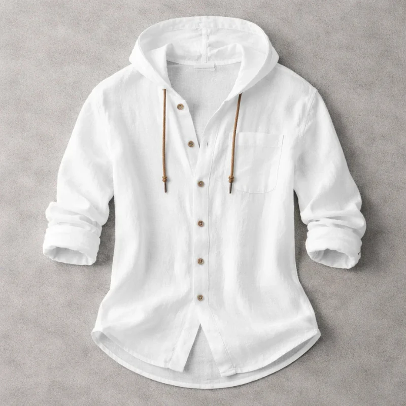 Chemise Linen Hooded Shirt - Image 6