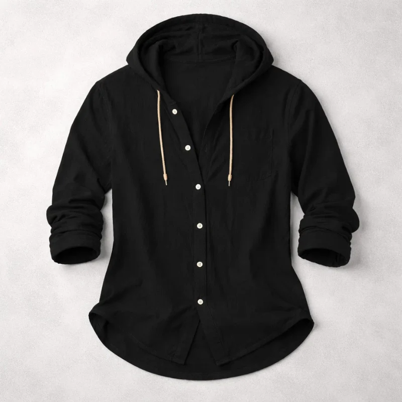 Chemise Linen Hooded Shirt - Image 7