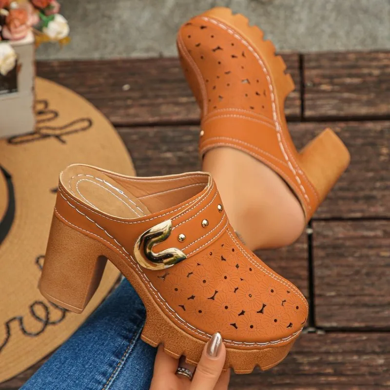 Cobalt Bloom Heeled Clog Mule - Image 2
