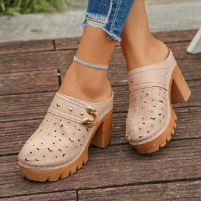 Cobalt Bloom Heeled Clog Mule - Image 4