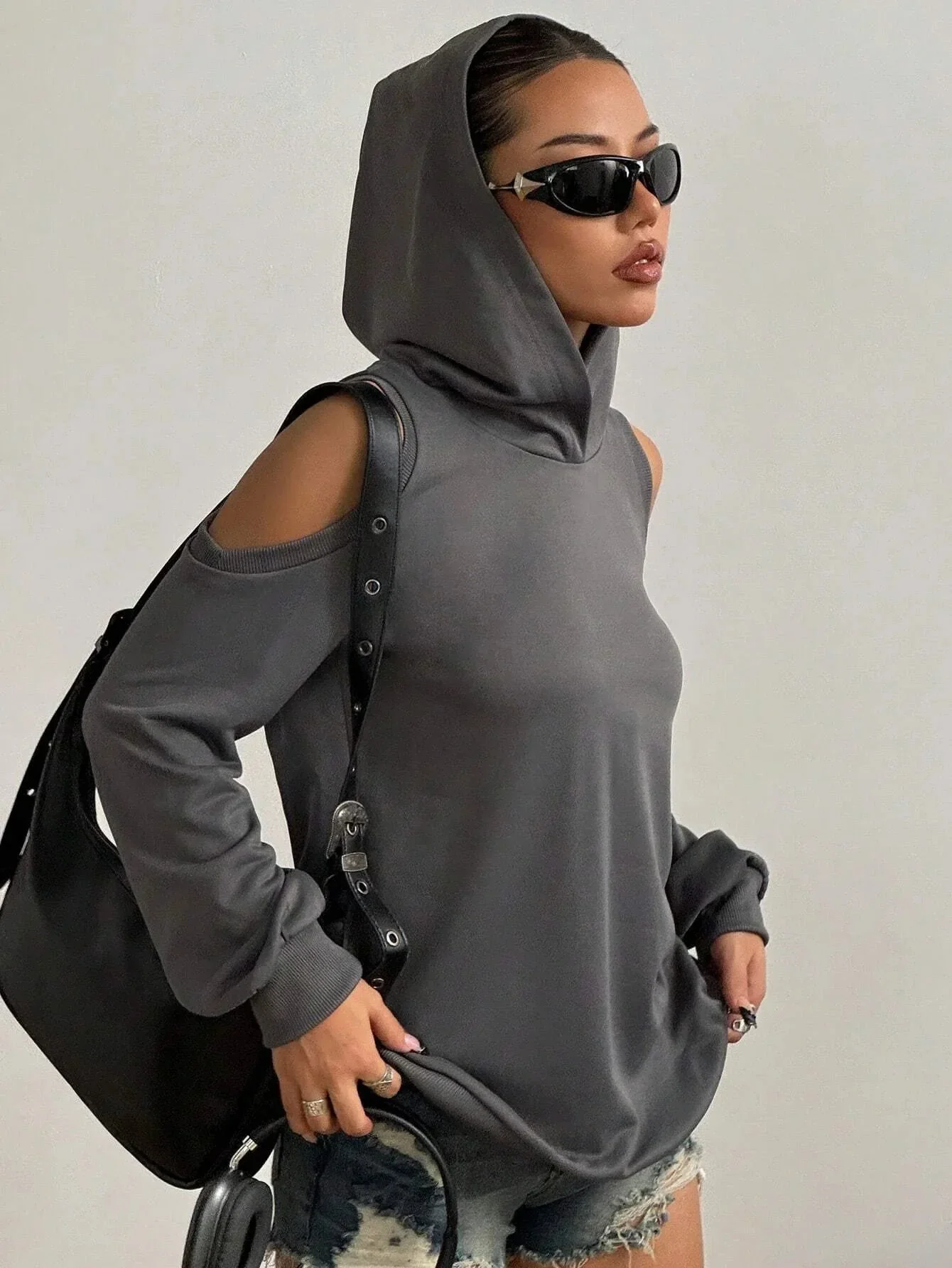 Cold-Shoulder Hooded Sweatshirt - Image 8