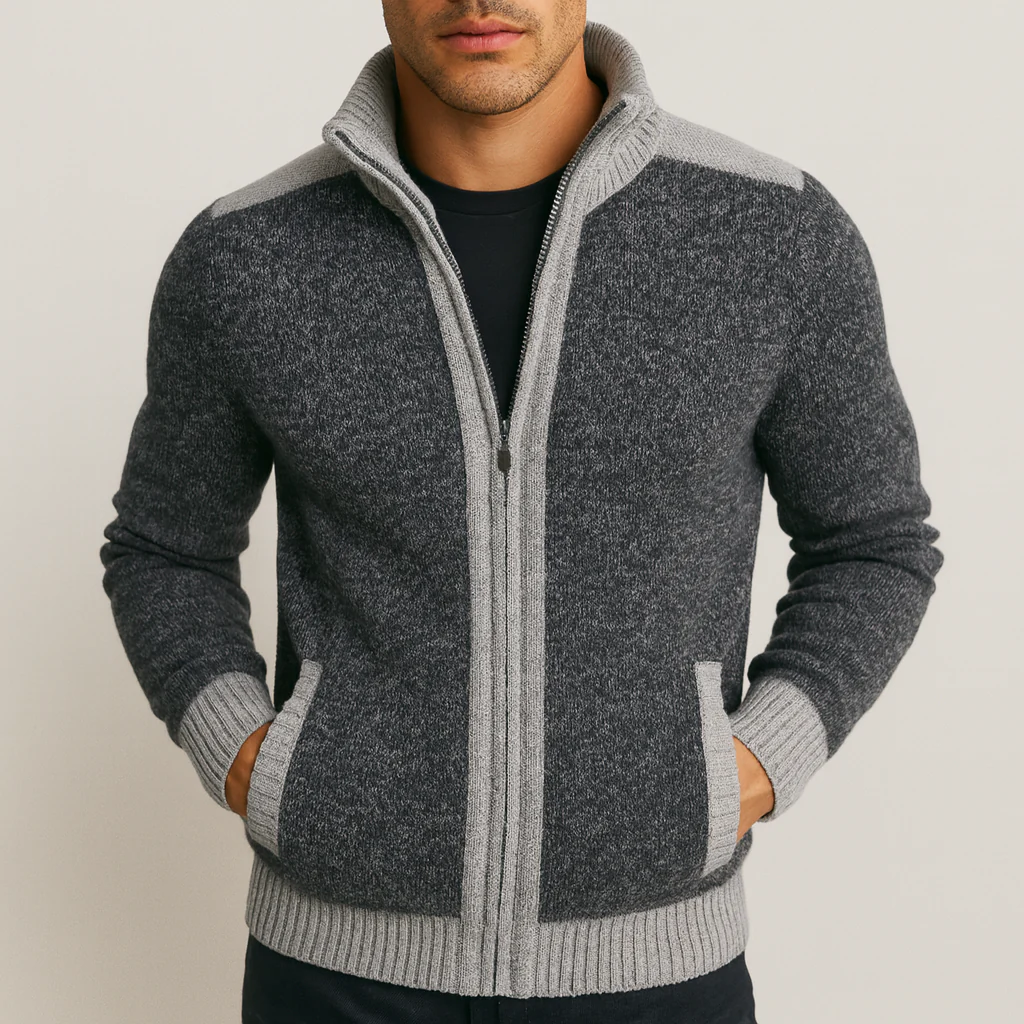 Contrast-Edge Knitted Sport Jacket - Image 3