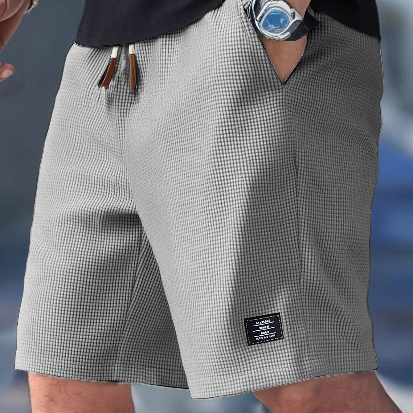 Côte Waffle-Weave Drawstring Shorts - Image 5