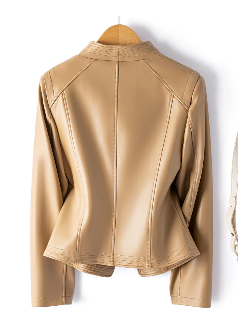 Couture Ribbed-Detail Leather Blazer - Image 8