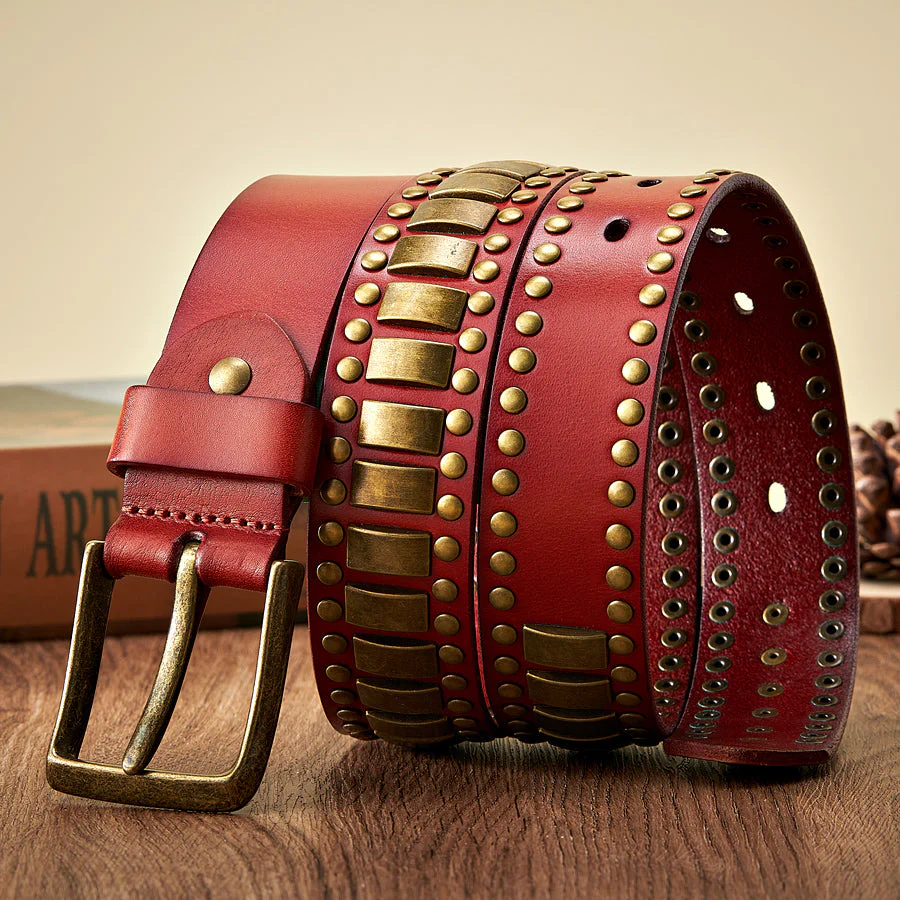 Crimson Bullion Leather Waistband - Image 4