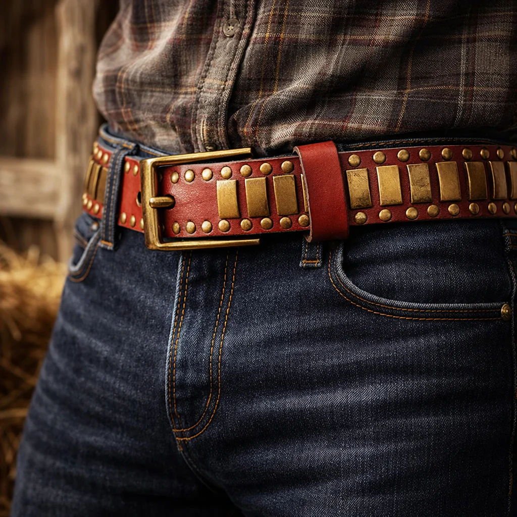 Crimson Bullion Leather Waistband - Image 7