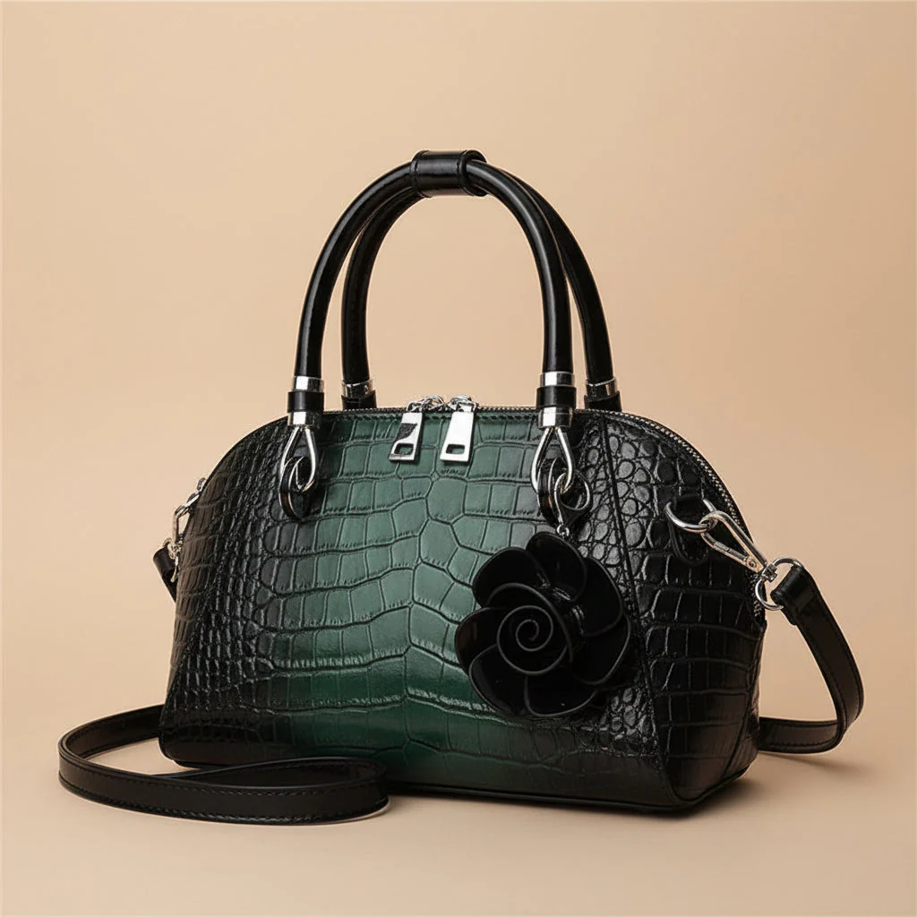 Crocodile Embossed Dome Satchel - Image 2