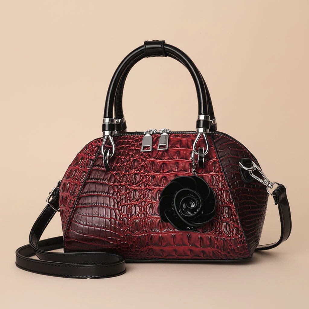 Crocodile Embossed Dome Satchel - Image 3