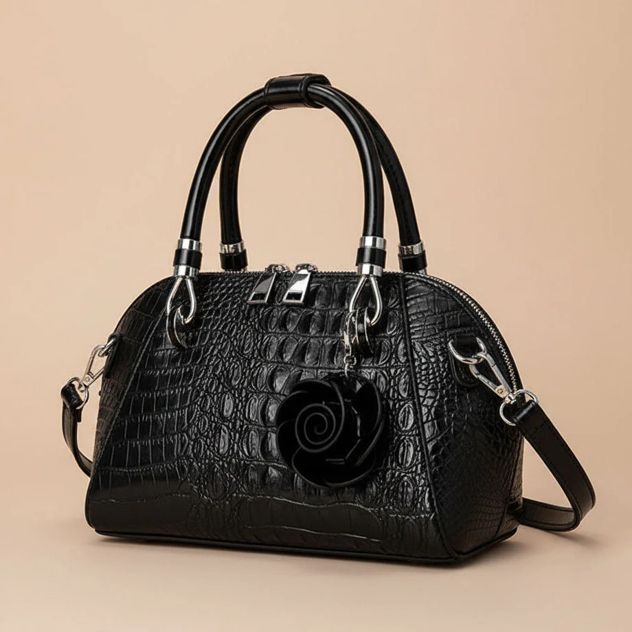 Crocodile Embossed Dome Satchel - Image 4