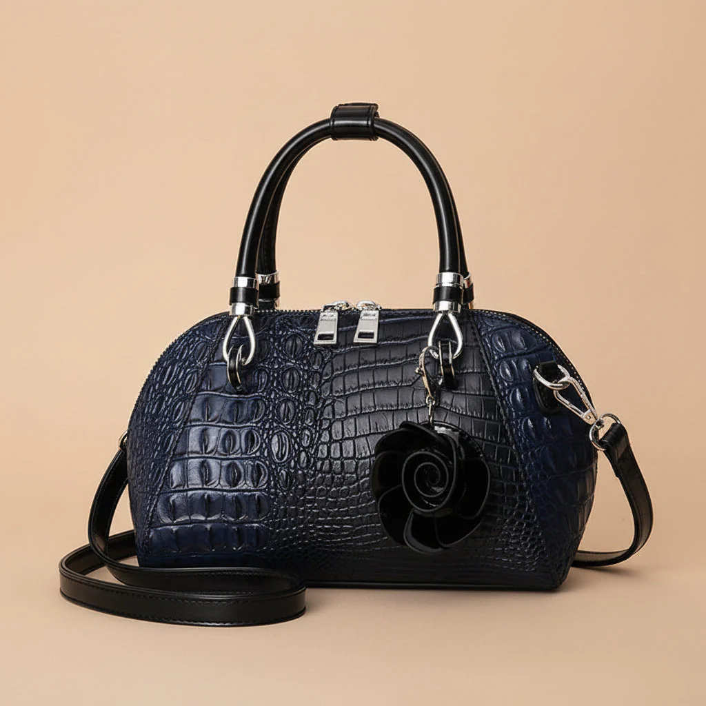 Crocodile Embossed Dome Satchel - Image 5