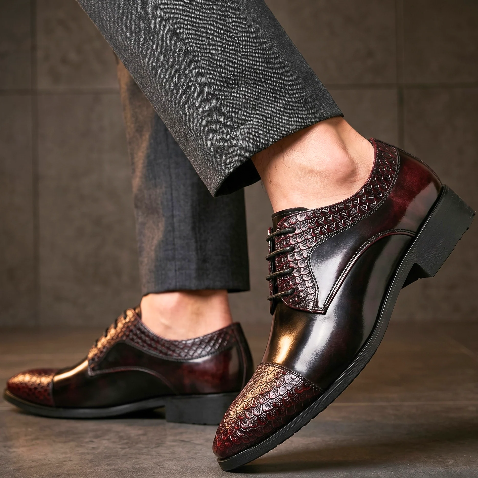 Devereaux Mirror-Vamp Python Toe Derby - Image 8