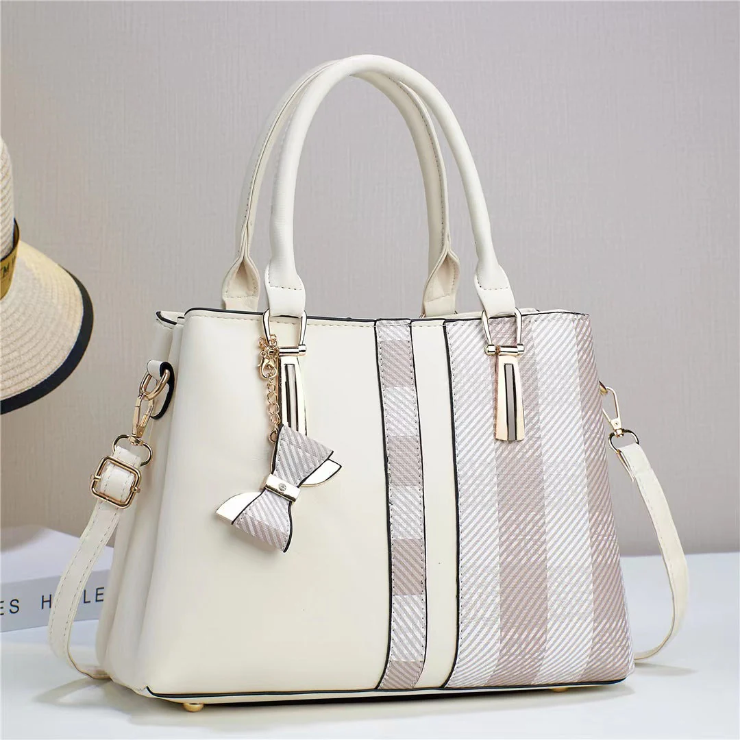 Dual-Texture Bow-Accent Handbag - Image 2