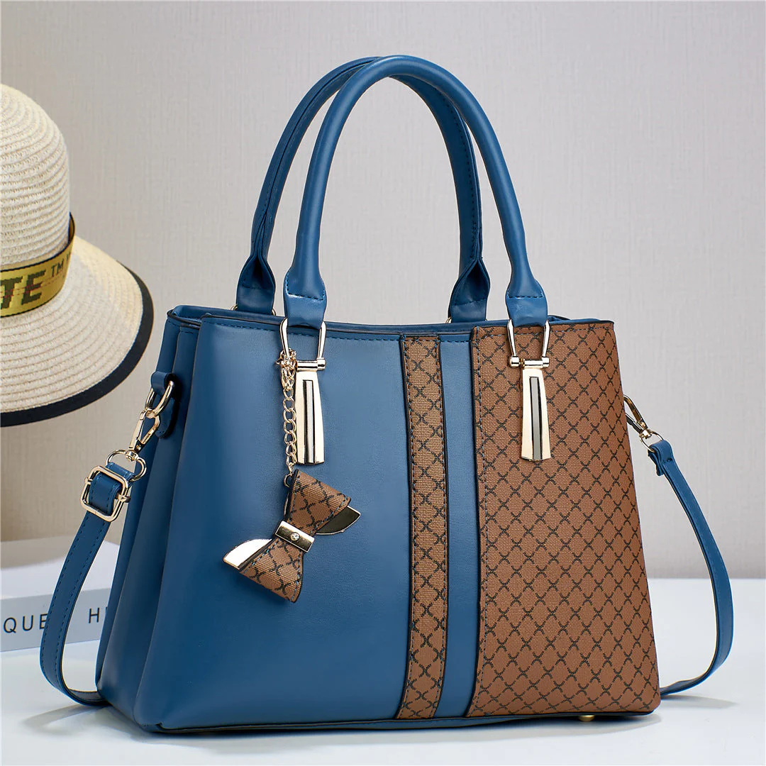 Dual-Texture Bow-Accent Handbag - Image 3