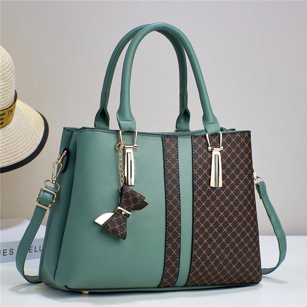 Dual-Texture Bow-Accent Handbag - Image 4