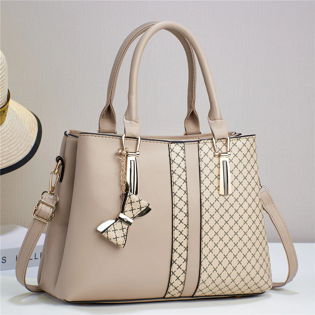 Dual-Texture Bow-Accent Handbag - Image 5