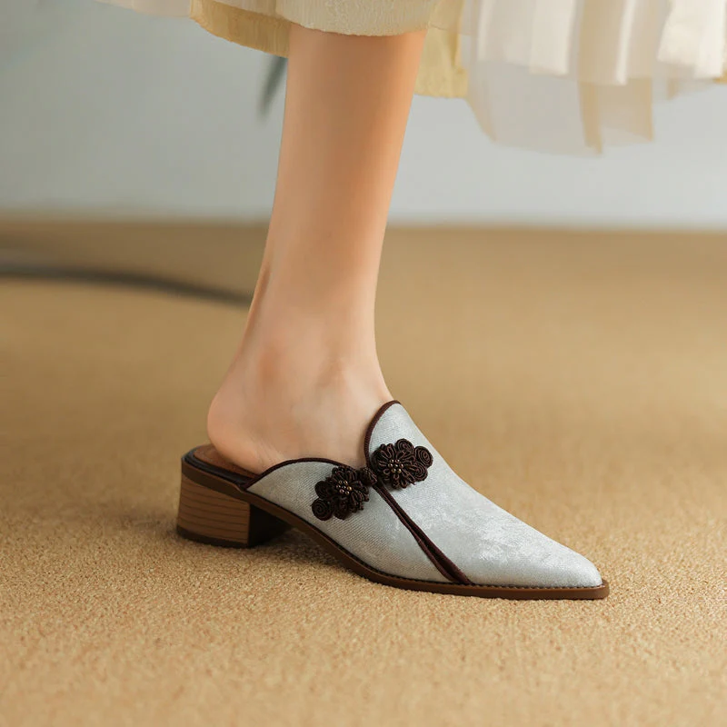 Embroidered Flower Mule - Image 11