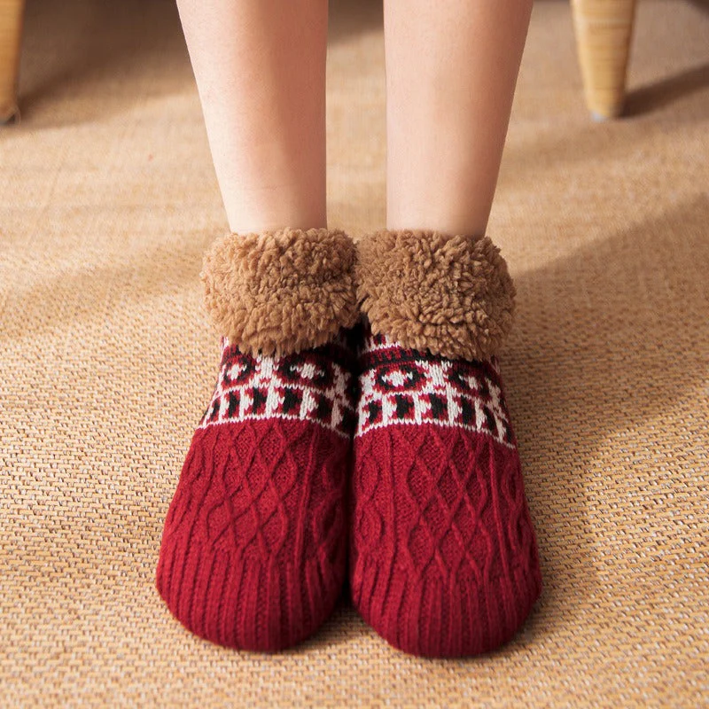 Fair Isle Fleece Slipper Sock - Image 9