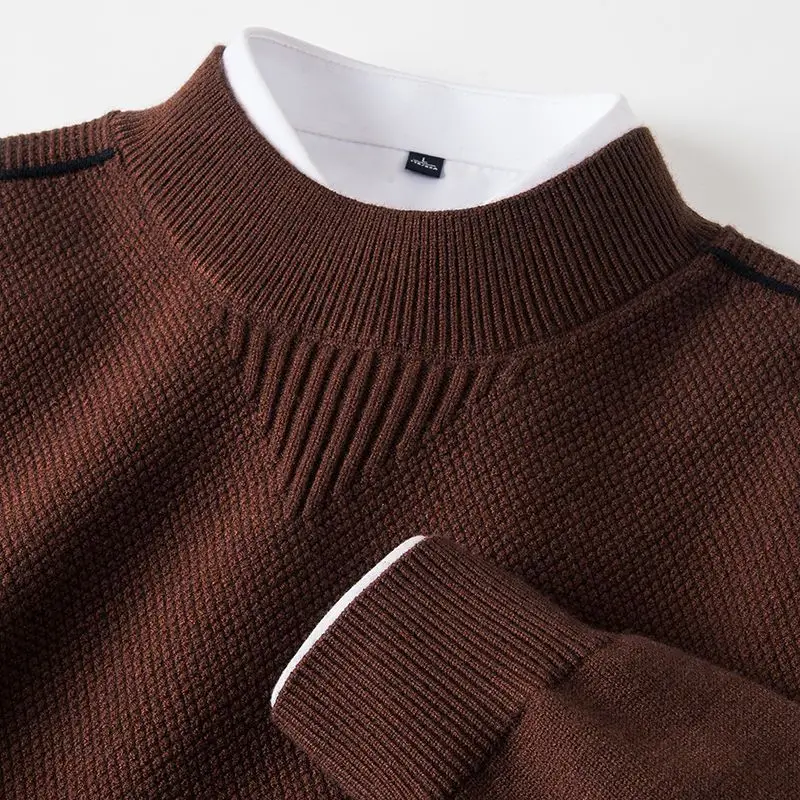 Geometric Rib Crewneck Sweater