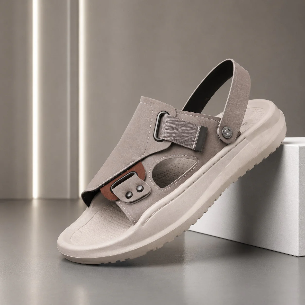 Greige Closed-Toe Technical Sandal - Image 3