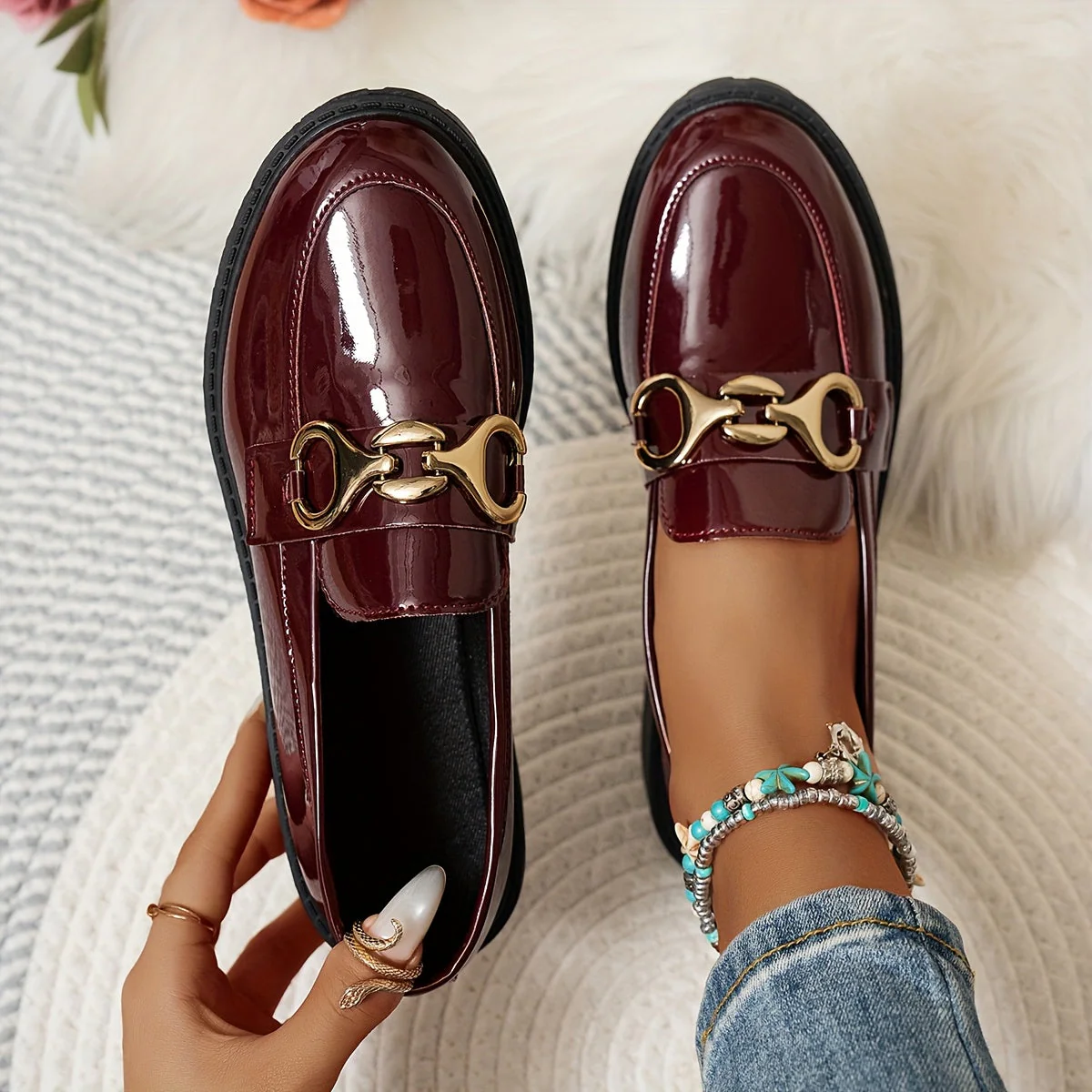 High-Shine Horsebit Chunky Loafer - Image 10
