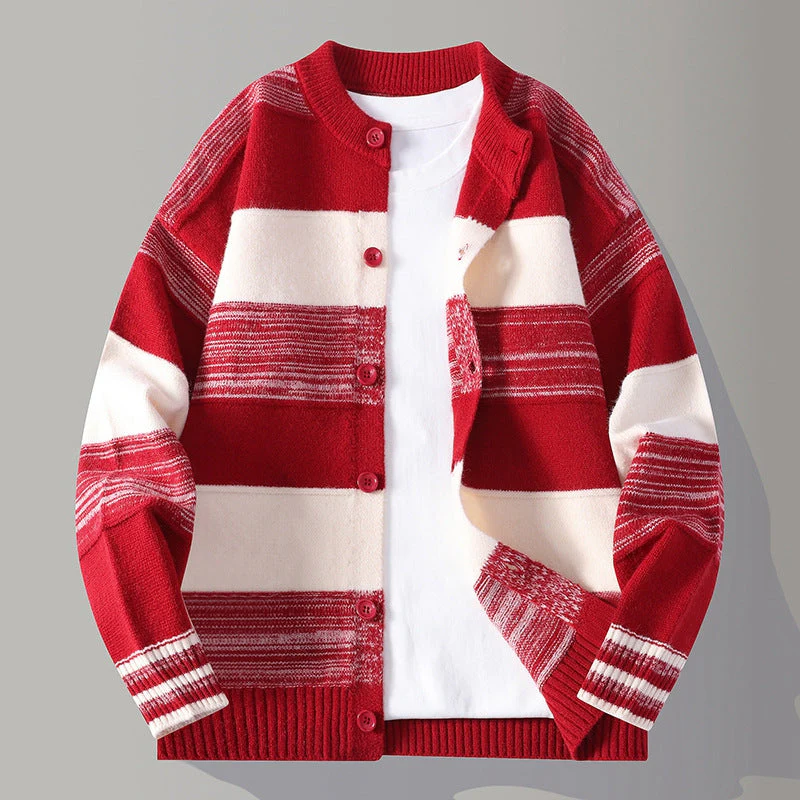 Horizontal Stripe Wool Cardigan - Image 2