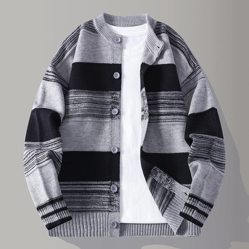 Horizontal Stripe Wool Cardigan - Image 3