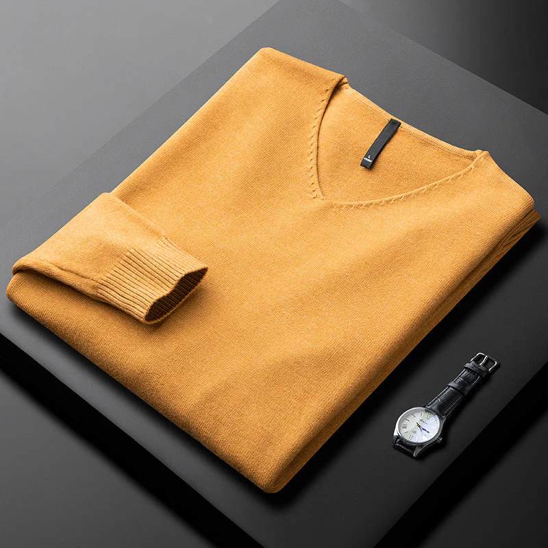 Knit V-Neck in Italian Cashmere Blend - Image 2