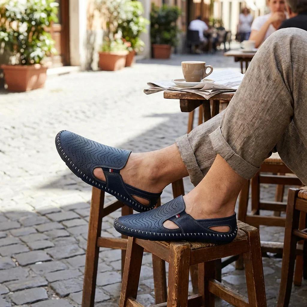 Le Flaneur Navy Cut-Out Loafer - Image 12