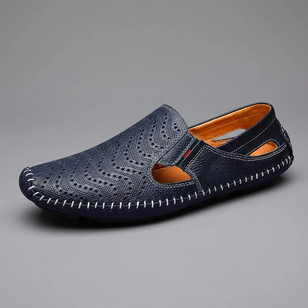 Le Flaneur Navy Cut-Out Loafer - Image 9