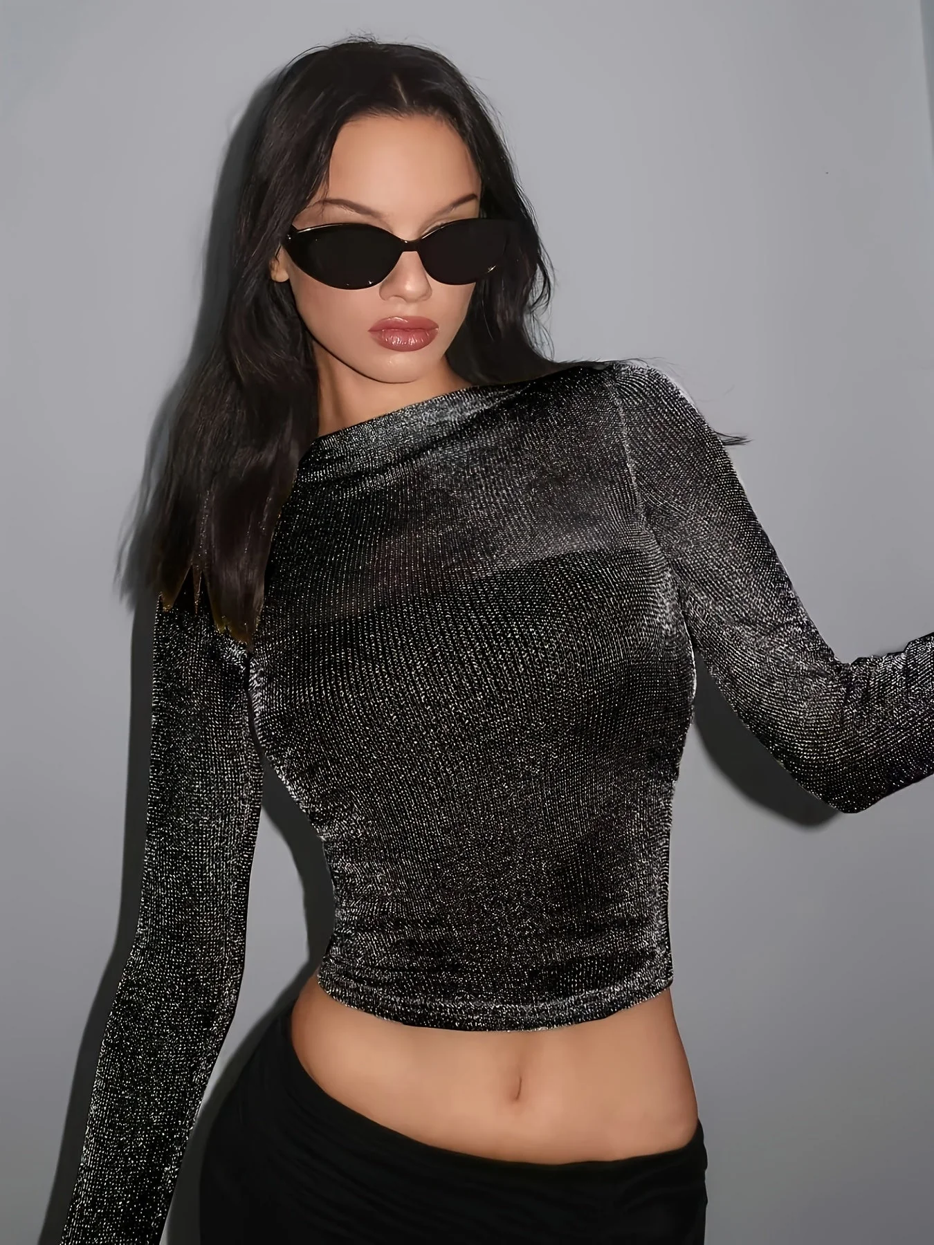Lurex Ribbed Crop Top - Image 5