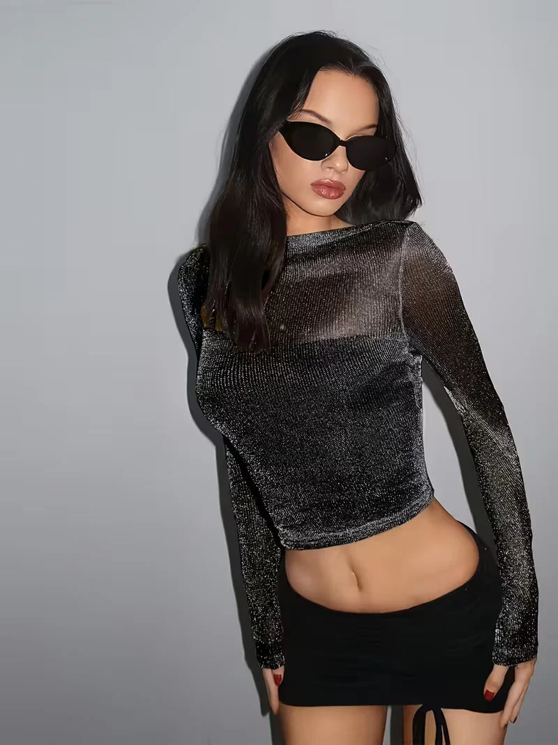 Lurex Ribbed Crop Top - Image 6