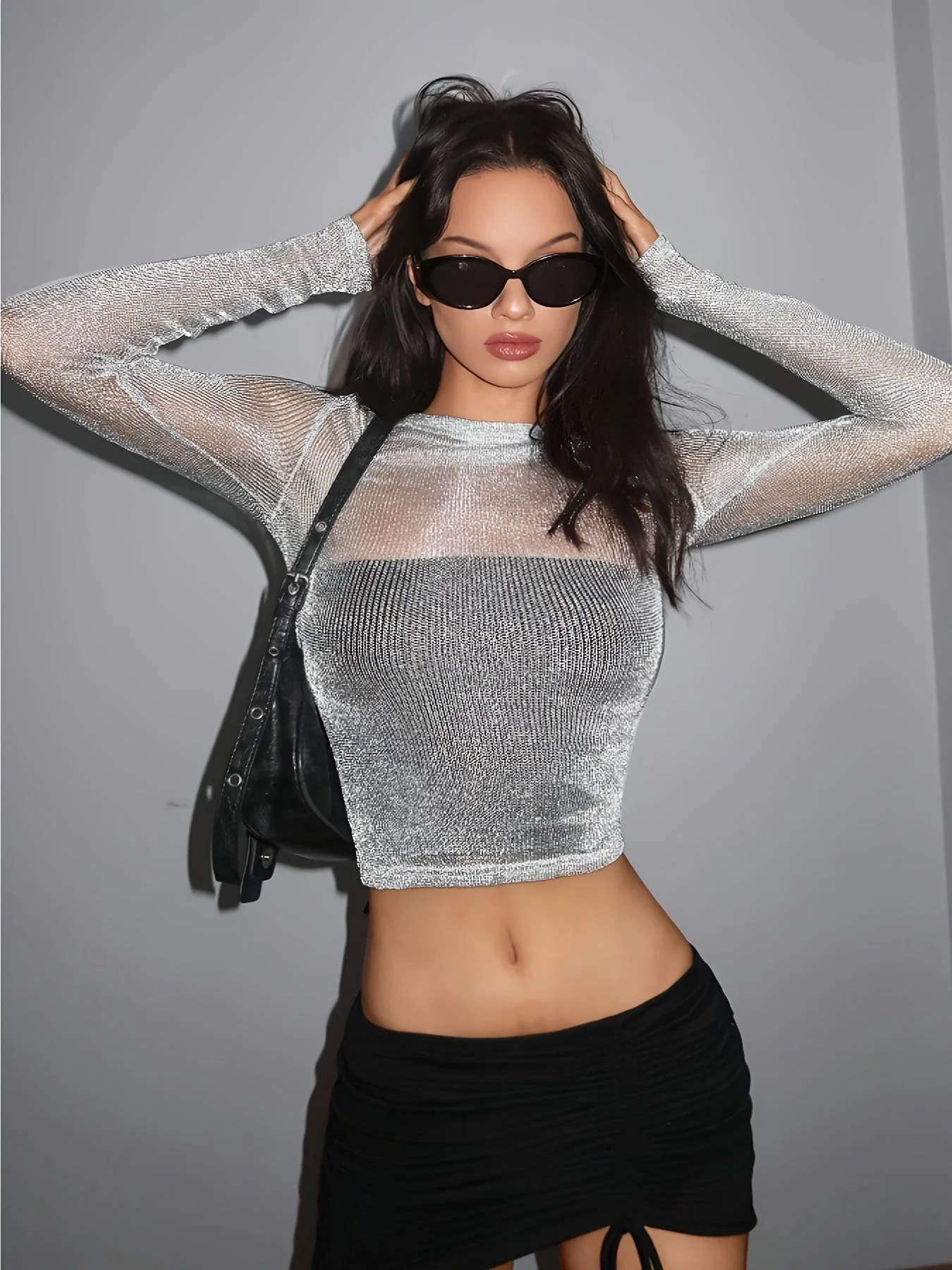 Lurex Ribbed Crop Top - Image 9
