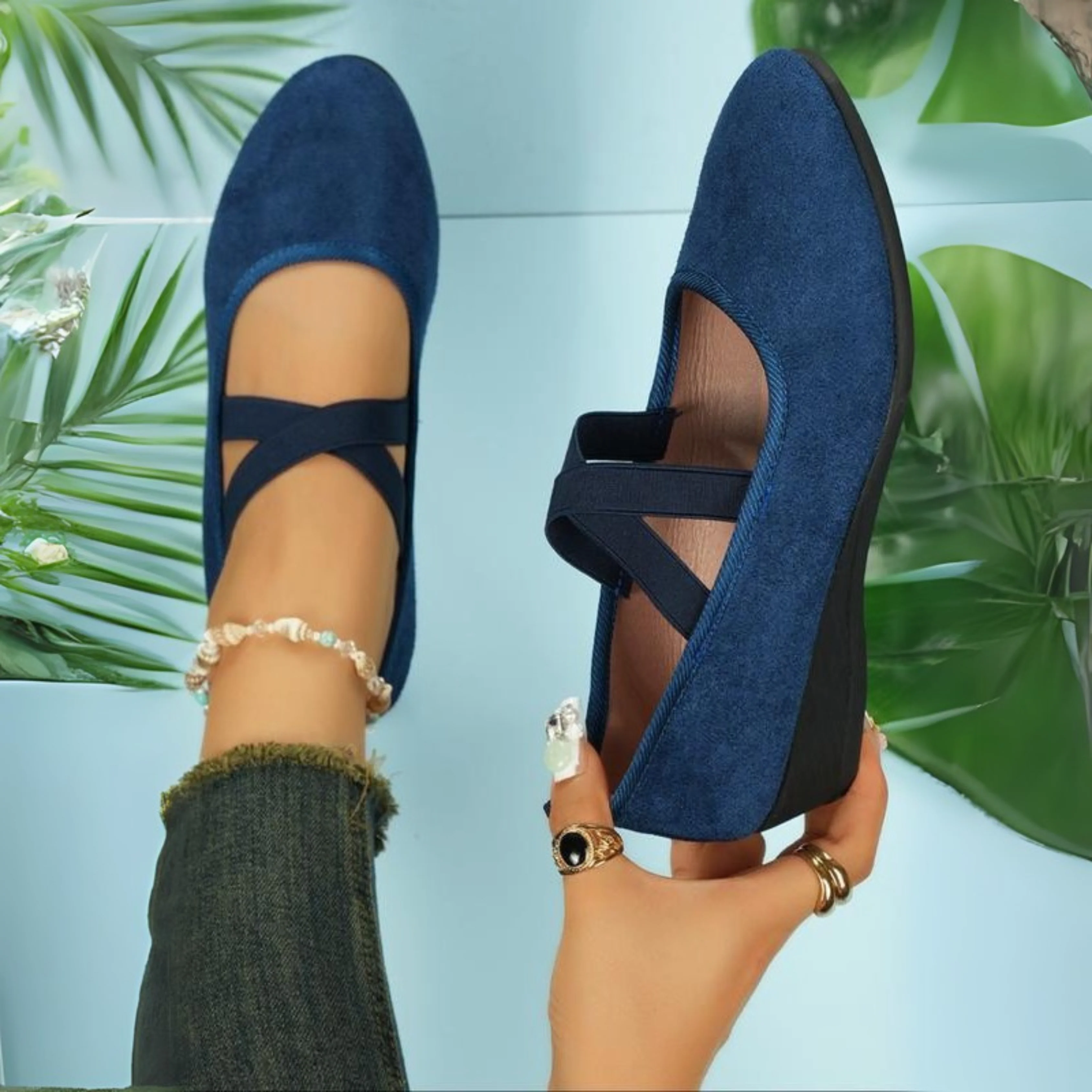 Maison Velour Cross-Strap Ballet Flat - Image 4