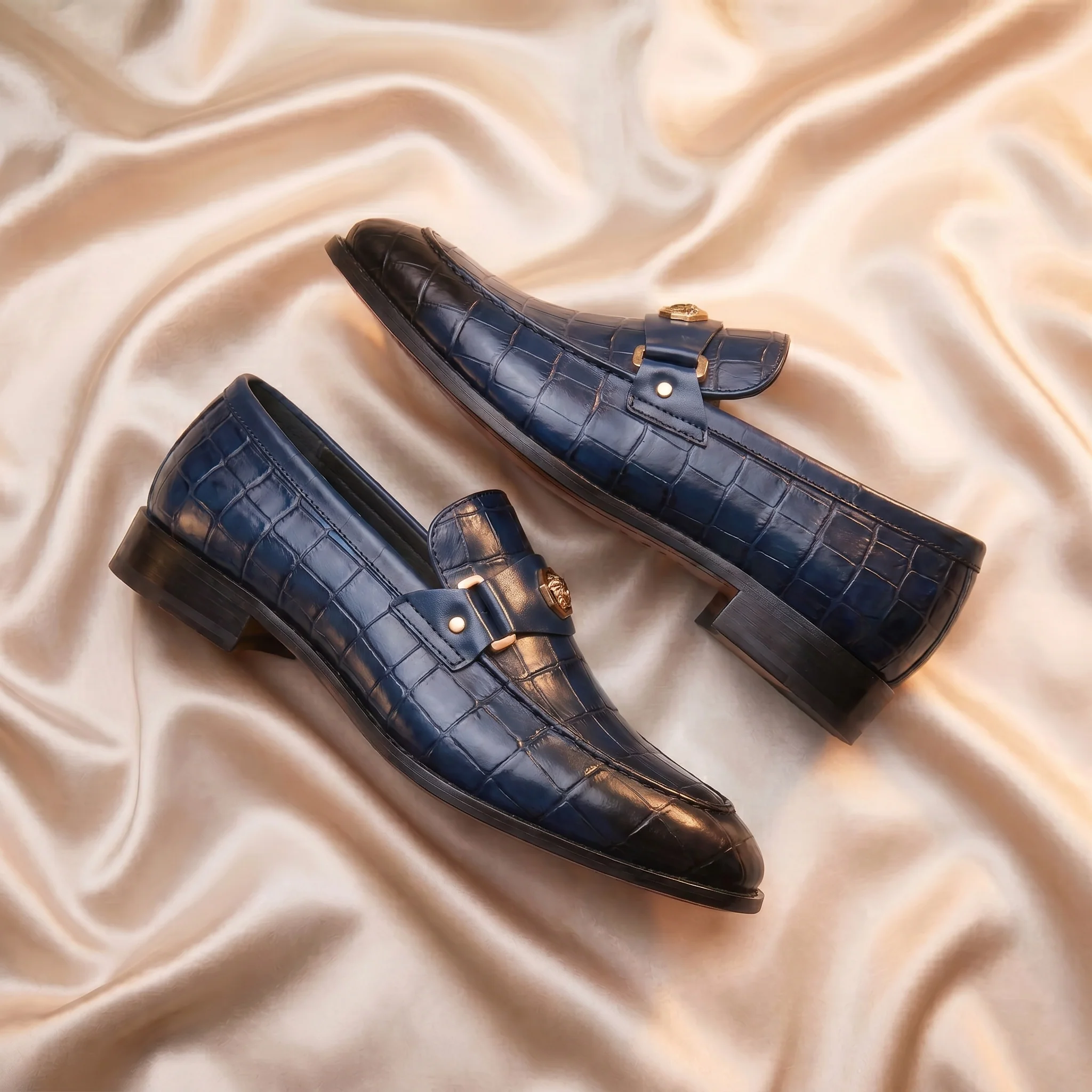 Marron Crocodile-Embossed Bit Loafers - Image 8