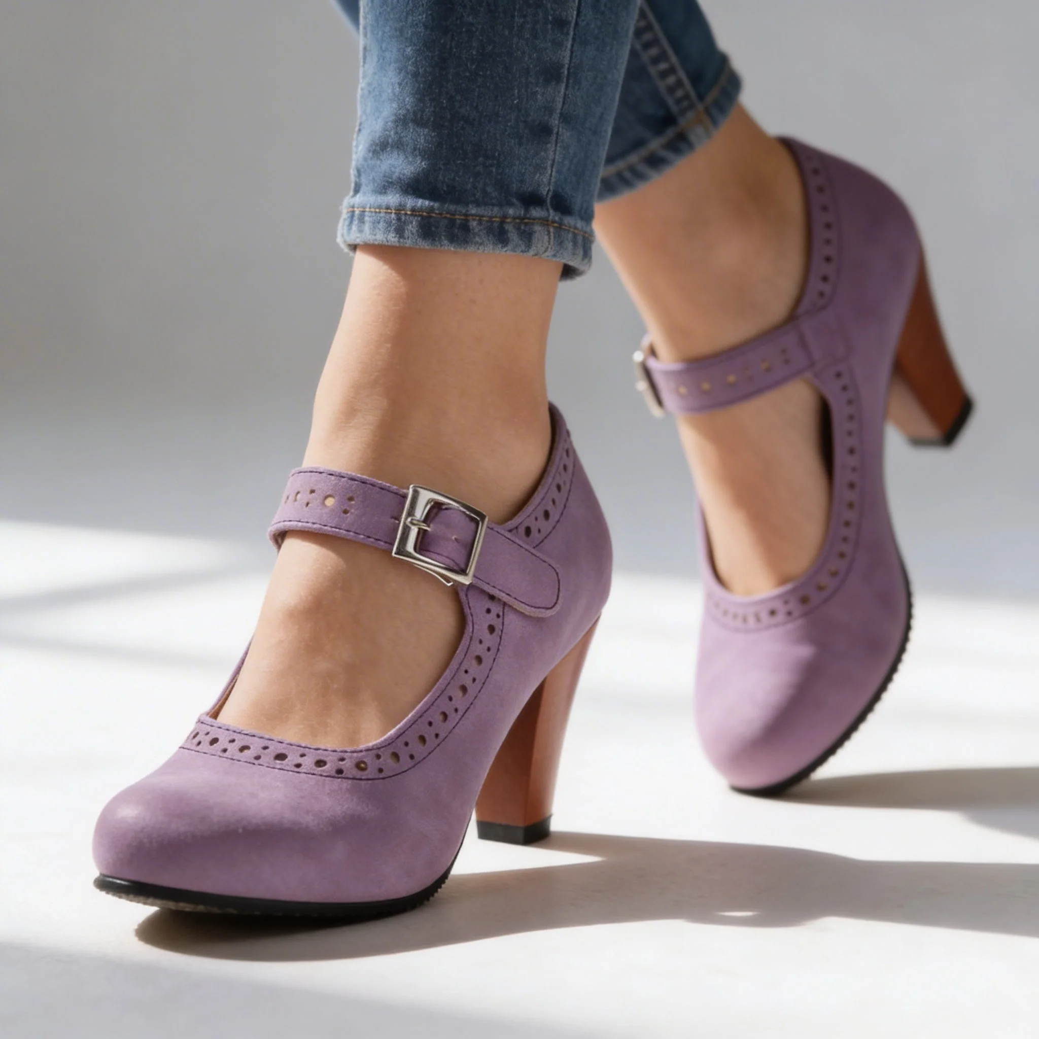 Mary-Jane Suede Pump - Image 4