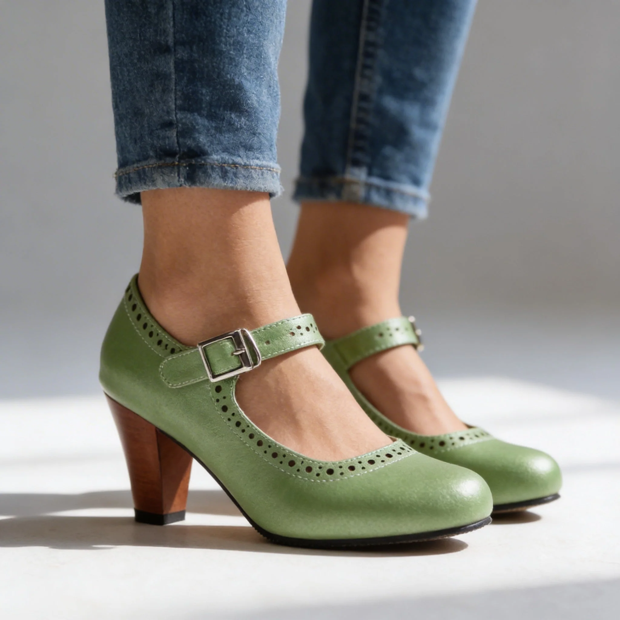 Mary-Jane Suede Pump - Image 5
