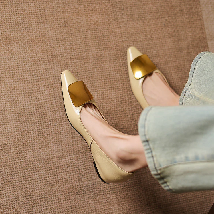 Nero Crinkle Brushed-Gold Vamp Flat - Image 17