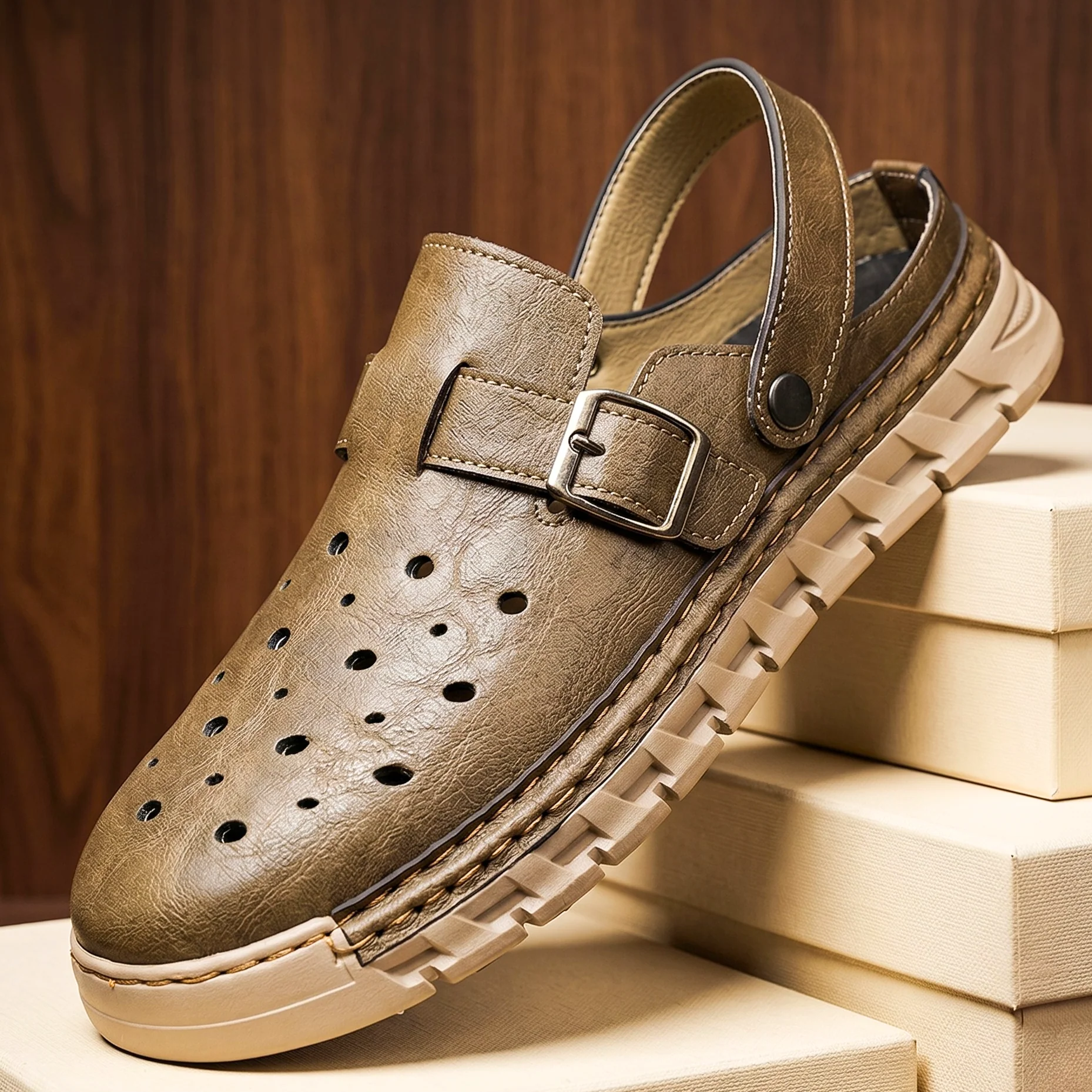 Nero Perforato Leather Mule - Image 2